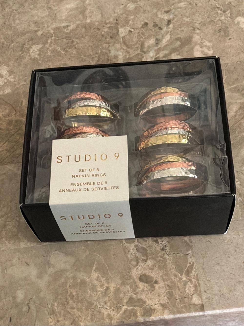 Studio 9 Mixed Metallic Napkin Rings in Rose Gold, Gold & Silver